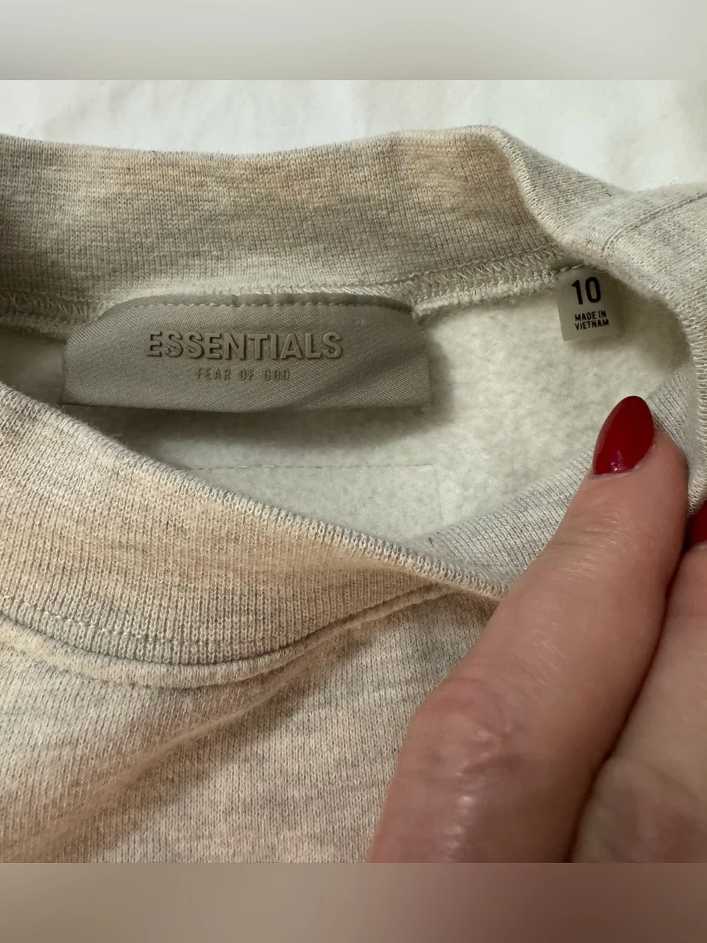 Essentials Sweatshirt Oatmeal / Cream Cotton Pullover Fleece Size 10